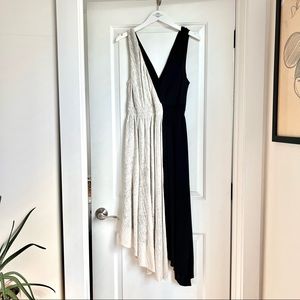 Maeve Black and White V-Neck Dress, Anthropologie